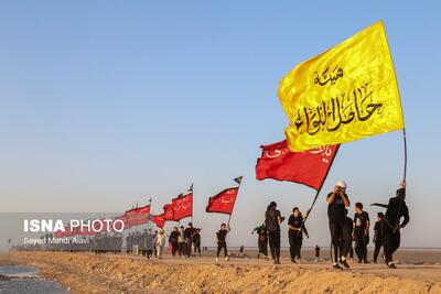 تصاویر: آغاز پیاده روی زائران اربعین از مسیر «رأس‌البیشه» عراق