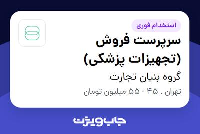 استخدام سرپرست فروش (تجهیزات پزشکی) در گروه بنیان تجارت
