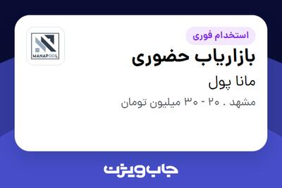 استخدام بازاریاب حضوری در مانا پول