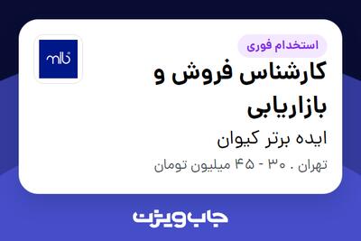 استخدام کارشناس فروش و بازاریابی در ایده برتر کیوان