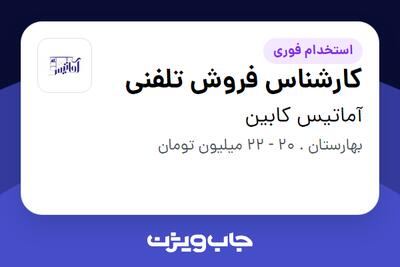 استخدام کارشناس فروش تلفنی در آماتیس کابین