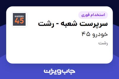 استخدام سرپرست شعبه - رشت در خودرو 45