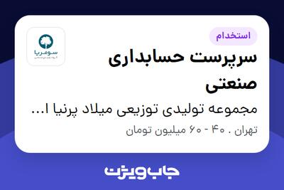 استخدام سرپرست حسابداری صنعتی در مجموعه تولیدی توزیعی میلاد پرنیا ایرانیان