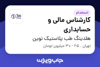 استخدام کارشناس مالی و حسابداری در هلدینگ طب پلاستیک نوین