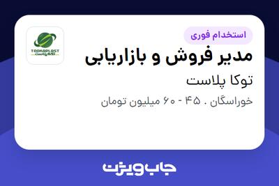 استخدام مدیر فروش و بازاریابی - آقا در توکا پلاست