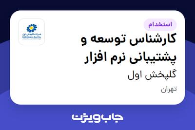 استخدام کارشناس توسعه و پشتیبانی نرم افزار در گلپخش اول
