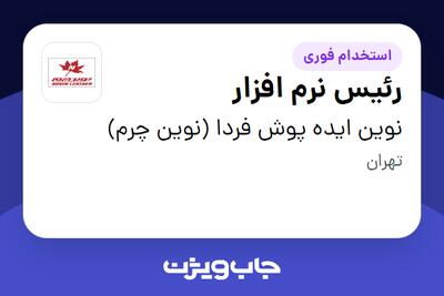 استخدام رئیس نرم افزار در نوین ایده پوش فردا (نوین چرم)