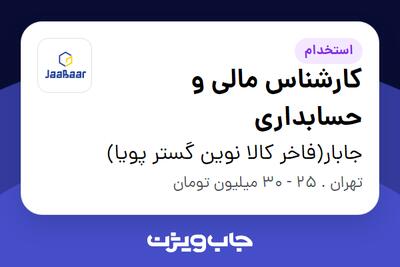 استخدام کارشناس مالی و حسابداری در جابار(فاخر کالا نوین گستر پویا)