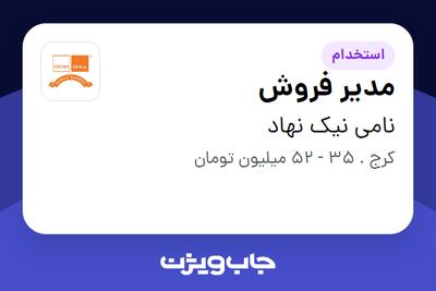 استخدام مدیر فروش - آقا در نامی نیک نهاد