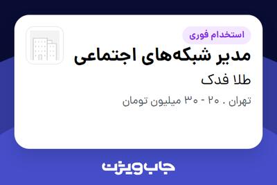 استخدام مدیر شبکه‌های اجتماعی - خانم در طلا فدک