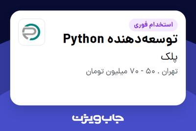 استخدام توسعه‌دهنده Python در پلک
