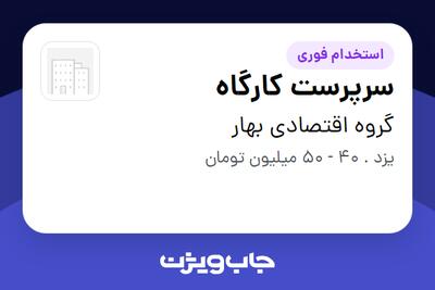 استخدام سرپرست کارگاه - آقا در گروه اقتصادی بهار