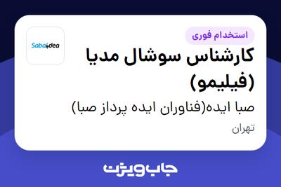 استخدام کارشناس سوشال مدیا (فیلیمو) در صبا ایده(فناوران ایده پرداز صبا)