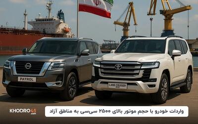 واردات خودرو با حجم موتور بالای ۲۵۰۰ سی سی به مناطق آزاد