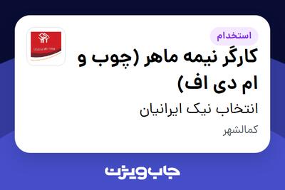 استخدام کارگر نیمه ماهر (چوب و ام دی اف) - آقا در انتخاب نیک ایرانیان