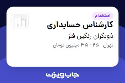 استخدام کارشناس حسابداری در ذوبگران رنگین فلز