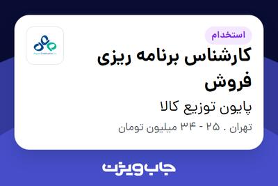 استخدام کارشناس برنامه ریزی فروش در پایون توزیع کالا