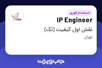 استخدام IP Engineer در نقش اول کیفیت (نَک)